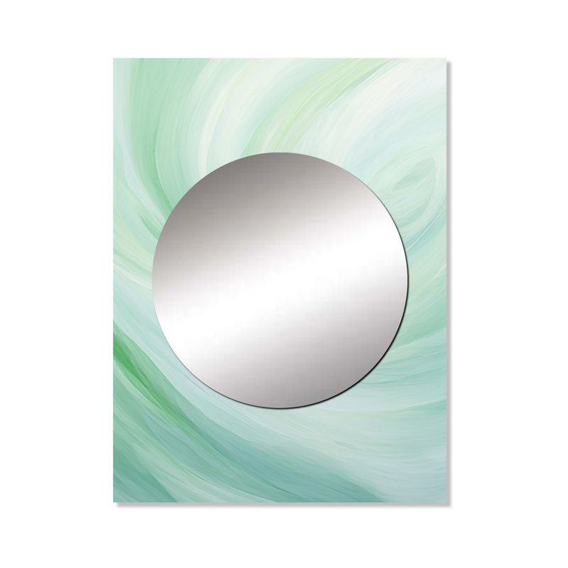 Schawn Green Whispering Wave Spiral - miroir spirales abstraites, miroir mural moderne unique, art imprimé en métal