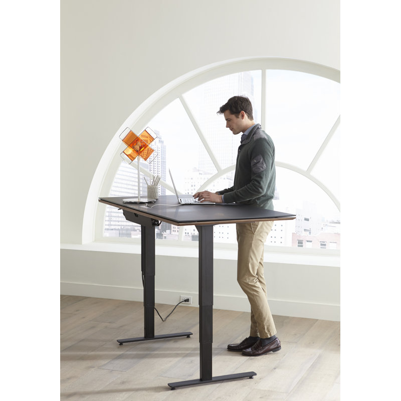 Sequel 20 Glass Writing Desk, 24" H x 66" W x 30" D, Natural Walnut