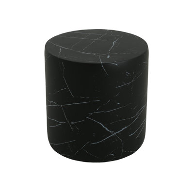 Modern Outdoor Lightweight Concrete Accent Side Table, Faux Black Marble End Table For Living Room | Gift Idea