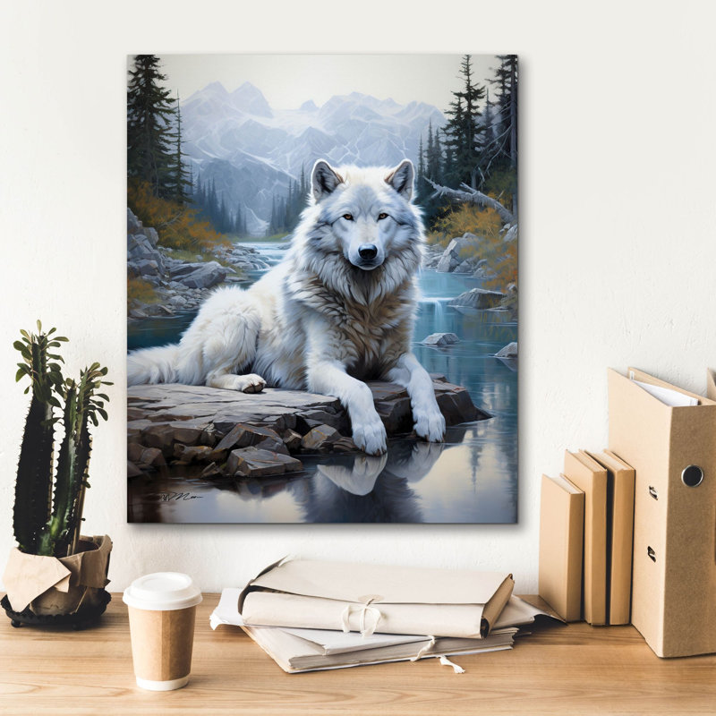 Toile épique «White Wolf Parmi La Glace» par Momart, H 24 po x l 20 po x P 0,75 po