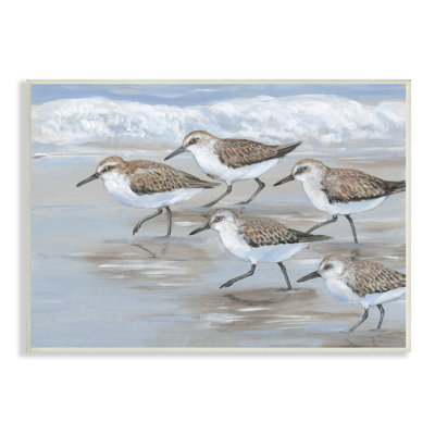" Sandpiper Bird Flock Marching Beach Coast Waves " by Tim Otoole