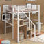 Lit mezzanine simple en métal avec escalier de rangement et petite armoire-25674849