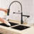 Kitchen Faucet With Pull Down , Matte Black Surface, 360-Degree Rotation For Contemporary Kitchens