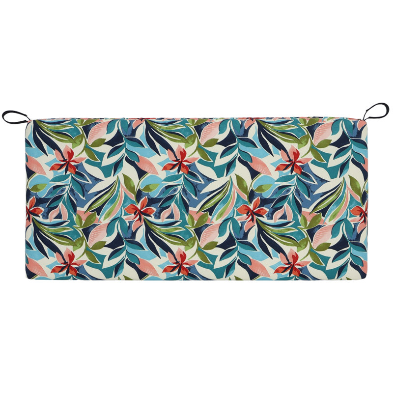 Coussin de banc, Ivoire / floral bleu