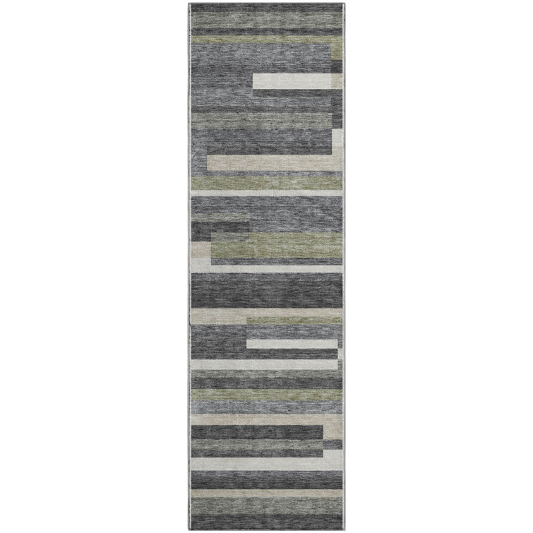 Premium Machine Washable Prisco Charcoal Rug
