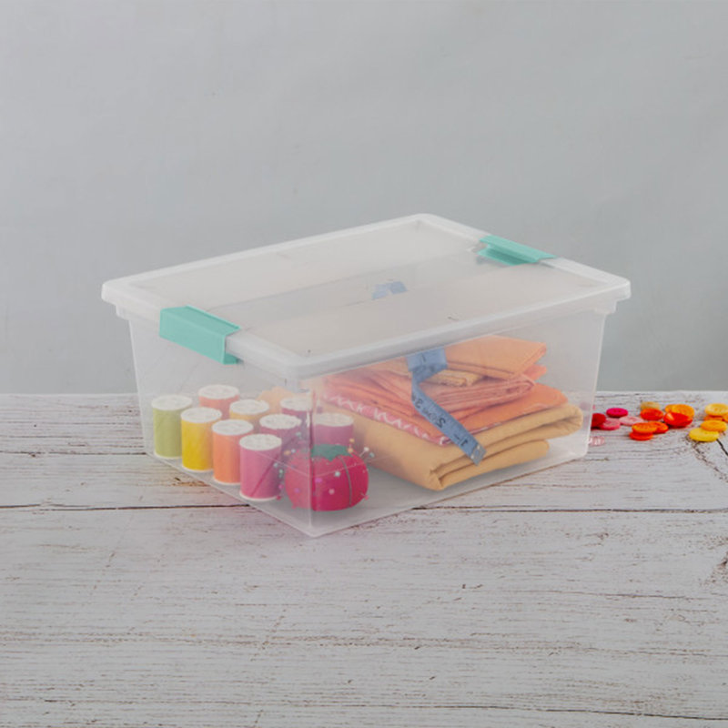 Sterilite Medium Clip Box Clear Home Storage Tote Container with Lid, Deep, 12-Pack