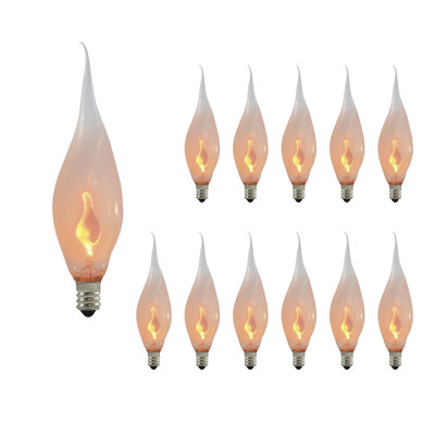 Incandescent CA5 Candelabra Screw Base (E12) Light Bulb, 3 Watt, Silicone Flame Shaped