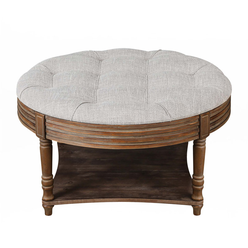 Grande table basse ronde avec repose-pieds imperméable, Gris clair
