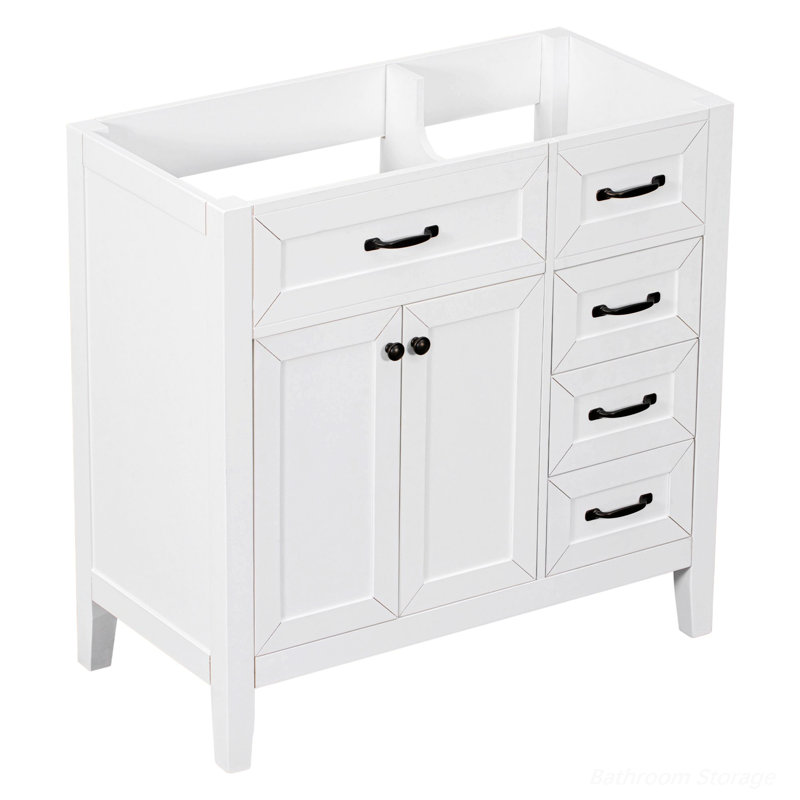 Armoire de salle de bain avec tiroirs, armoire à cadre en bois