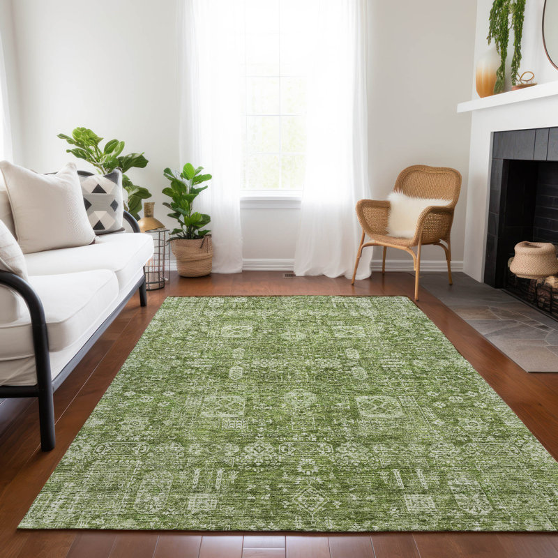 Tapis pour l'intérieur / extérieur avec envers antidérapant Heffington, Rectangulaire 3 pi x 5 pi