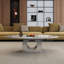 Table basse moderne en pierre frittée de 49,2 po avec base en O en acier inoxydable - H 15,6 po