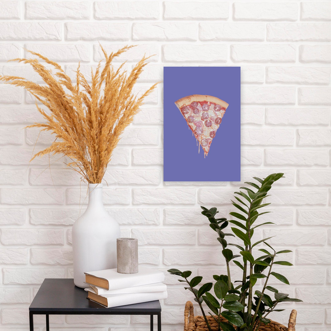 Pepperoni Pizza Slice with Glitter Toppings Abstract Contemporary Wall Art Print