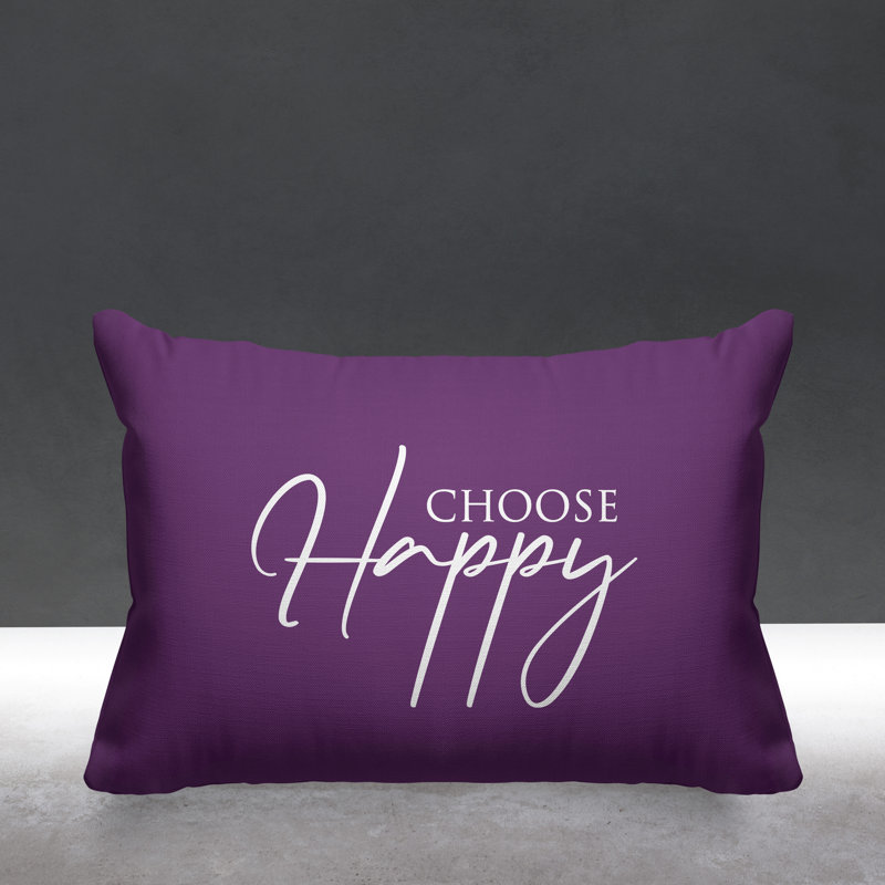 Housse et insert de coussin rectangulaire extérieur Aspire Choisissez Happy, Mauve