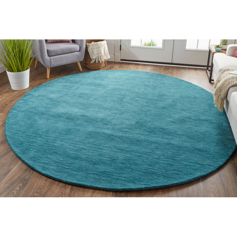 Kaden Performance Wool Indoor Rug, Round 8', Teal