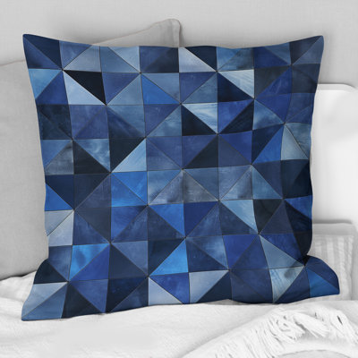 Blue Modern Triangles I - Coussin décoratif moderne