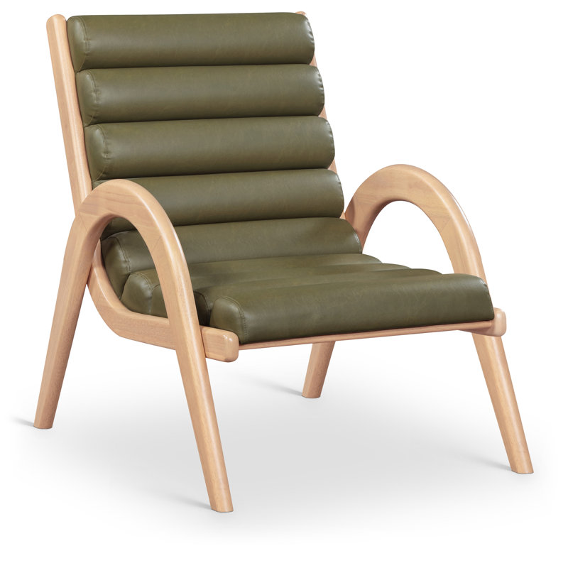 Fauteuil d'appoint en cuir Randal, Cuir olive végétalien, Naturel