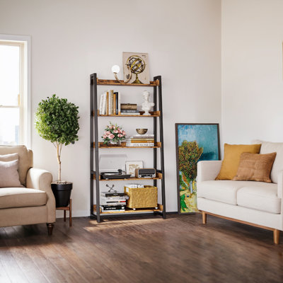 Ladder Bookcase 5 Tiers with Baffles Easy Assembly for Living Room Home Office