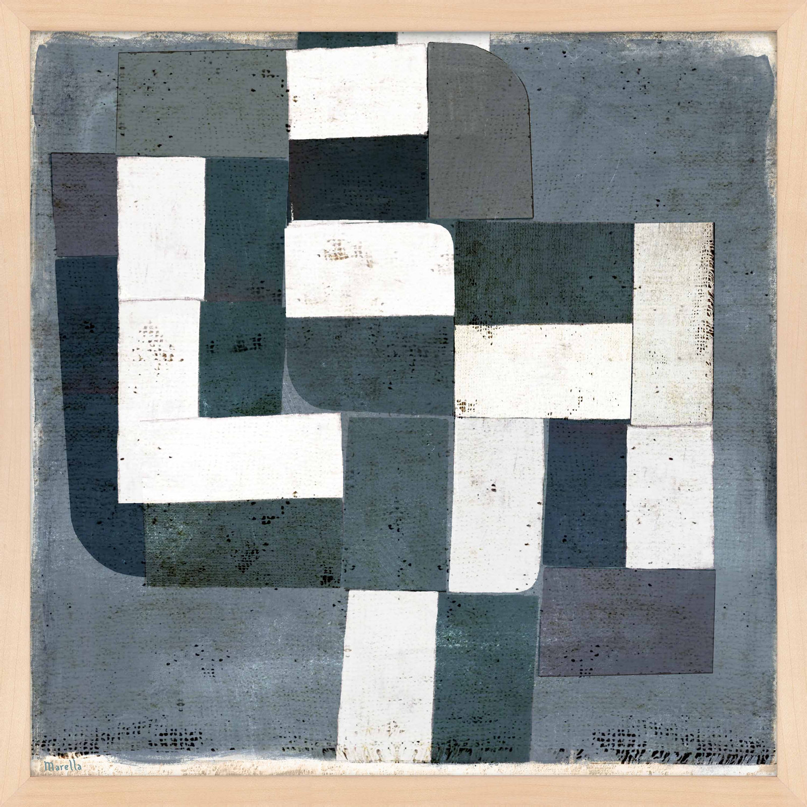 Patchwork 4 by Marco Marella for Studio M - Framed Wall Art, 36" H x 36" W, Paper, Maple