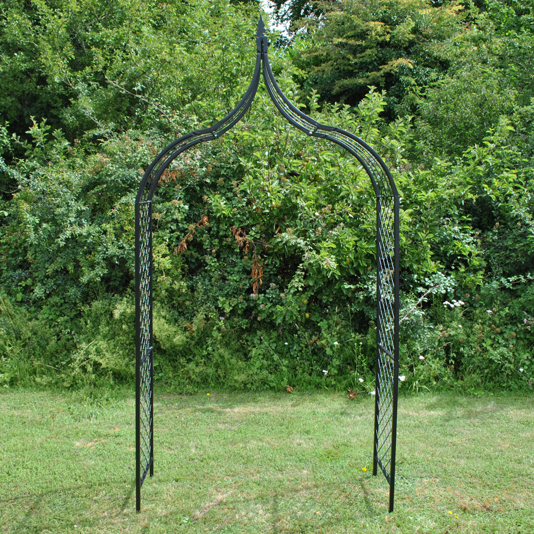 Ahonesti 115cm W x 45cm D Metal Arbour with Gate in Black