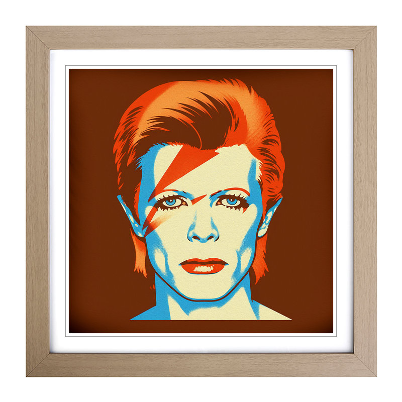 David Bowie Retro No.1 - Framed Print, Oak