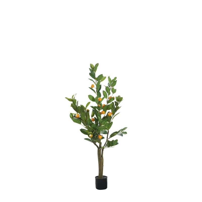Faux plante orange 48 po en pot