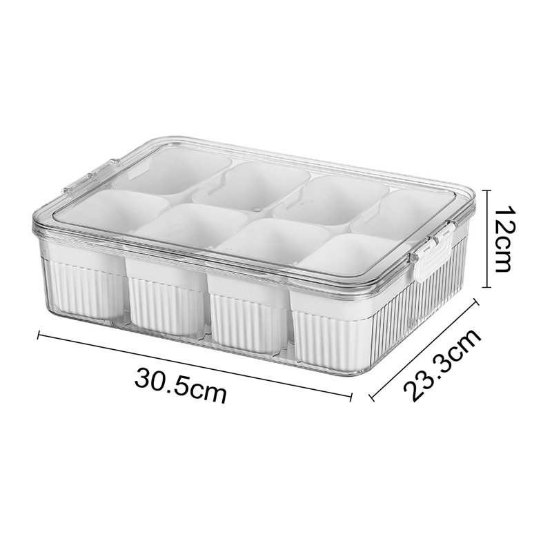 Divided Serving Tray with Lid 8-Compartments Spice Storage Box Transparent Snake Candy Fruits Nuts, Green