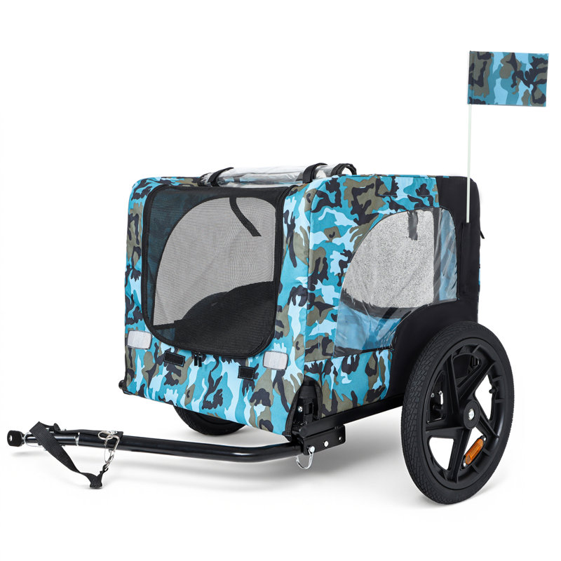 Remorque extérieure robuste pour vélo pour animaux de compagnie avec roues tout-terrain de 16 pouces et attelage universel