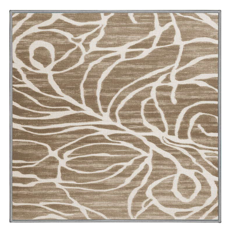 Tapis abstrait gris lavable à la machine, Carré 7 pi