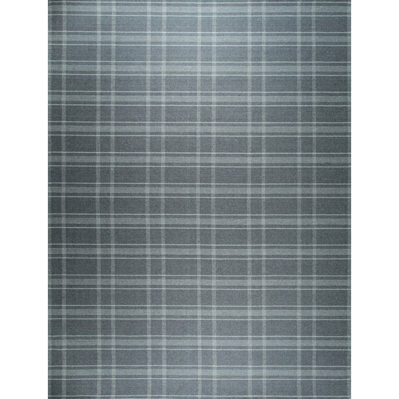 Tapis gris en laine tissé à plat à la main Anbritt, Rectangle 9 pi x 12 pi