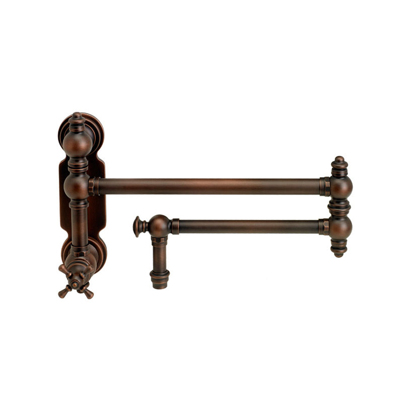 Traditional Wall Mounted Potfiller - Cross Handle, Distressed American Bronze