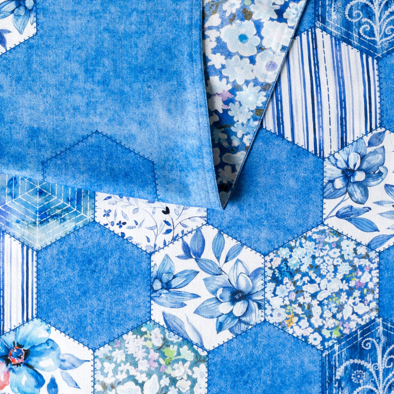 Summer Blues Floral 100% Cotton Table Runner, 72" H x 14.5" W
