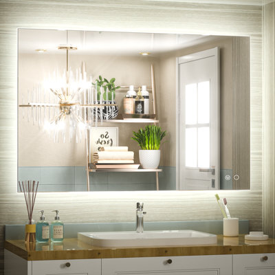Miroir de salle de bain avec éclairage à DEL rétroéclairé sans cadre