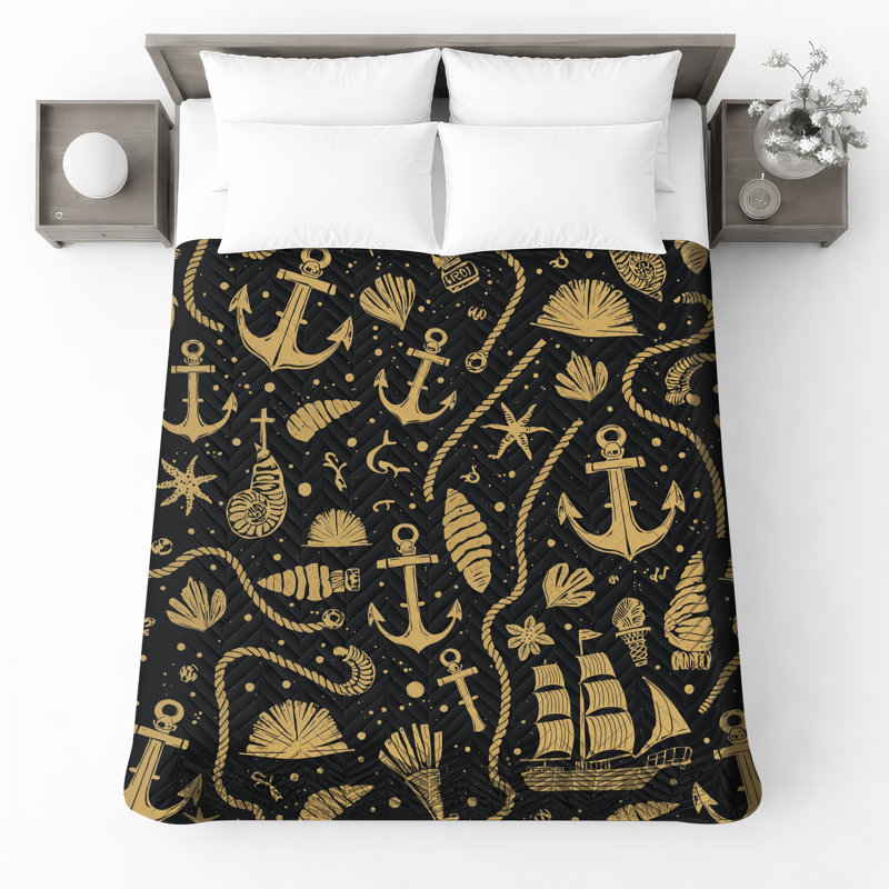 Couvre-lit matelassé Nautical Sea, Grand lit