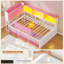 Lit de jour d'angle une place pour enfant, lit plateforme rembourré avec 6 tiroirs de rangement, 3 niches ouvertes, barrière de sécurité, lumières DEL RVB et station de recharge, rose-1825009974