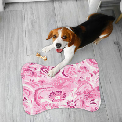 Abstract Blush - 1 Piece Bone Shape Feeding Mat