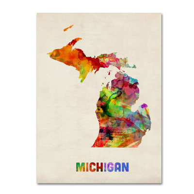 « michigan map », impression sur toile tendue