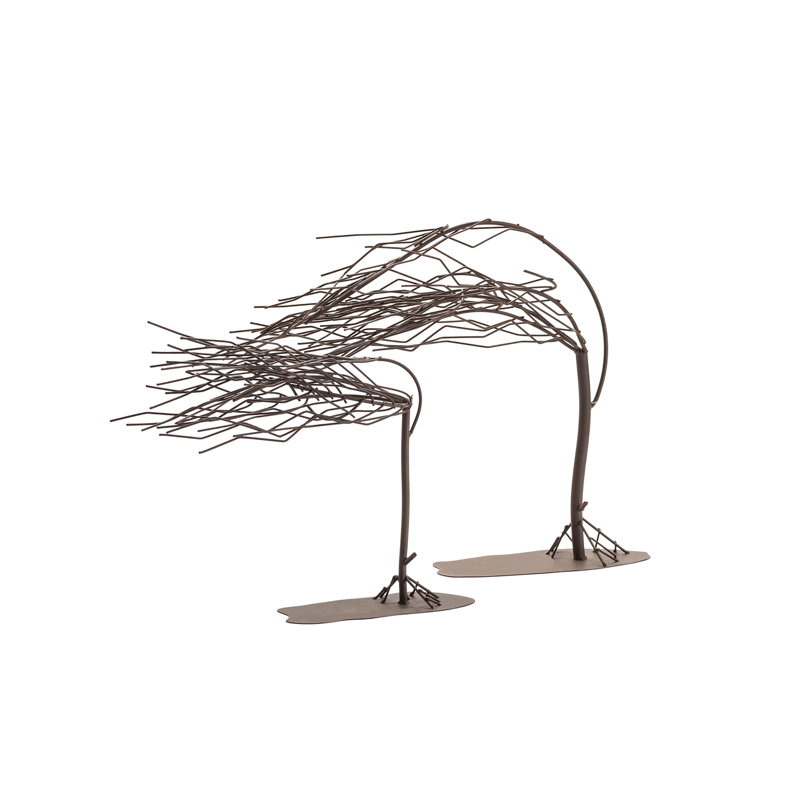 2 Piece Windy Woods Brown Bronzed Metal Tree Sculptures