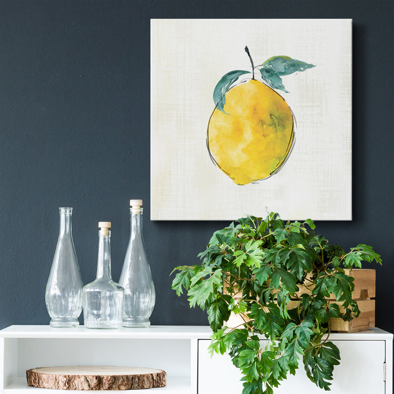 Joyeux citron - peinture sur toile tendue, H 16 po x l 16 po x P 1 po