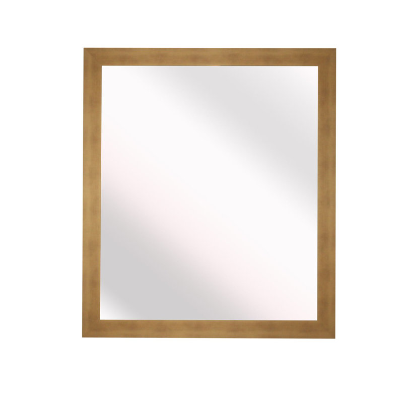 Flat Wall Mirror, Gold, 17.5" H x 17.5" W