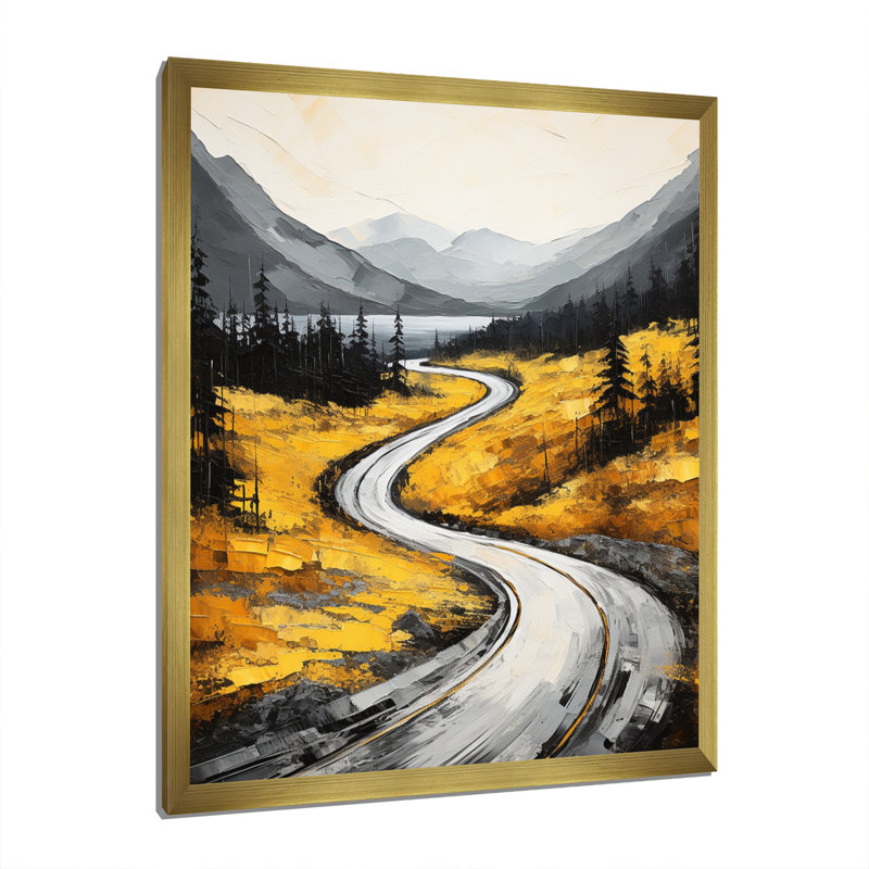 «Barukh Road Through Yellow Prairies I», reproduction sur toile, H 44 po x l 34 po, Encadrement doré