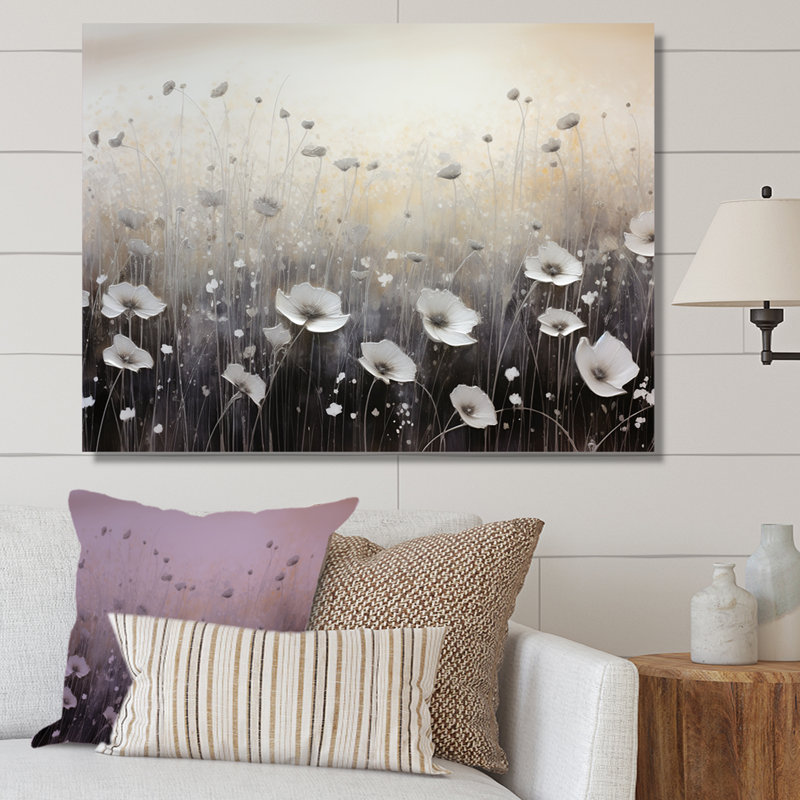 «Misty Opalescent Floral Field», reproduction sur toile, Toile tendue, H 24 po x l 32 po x P 1 po