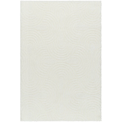 Carollyn Nomadic Machine Woven Polyester Area Rug in White