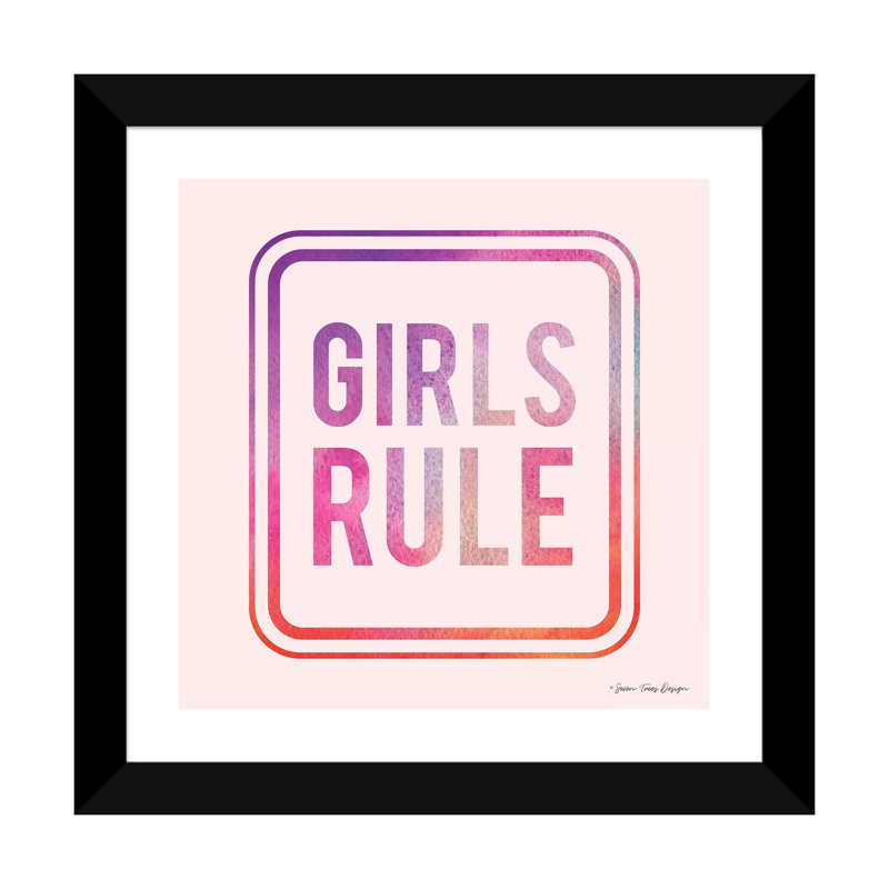 Filles, règle, H 24 po x l 24 po x p 1 po, Papier encadré noir, Blanc
