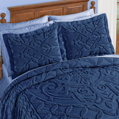 Taie décorative texturée en chenille à médaillon royal