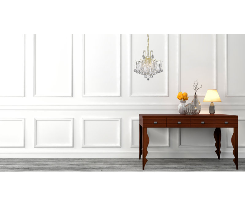 Hermanson Unique Tiered Chandelier, Gold, 20" H x 17" W x 17" D, 6 Lights