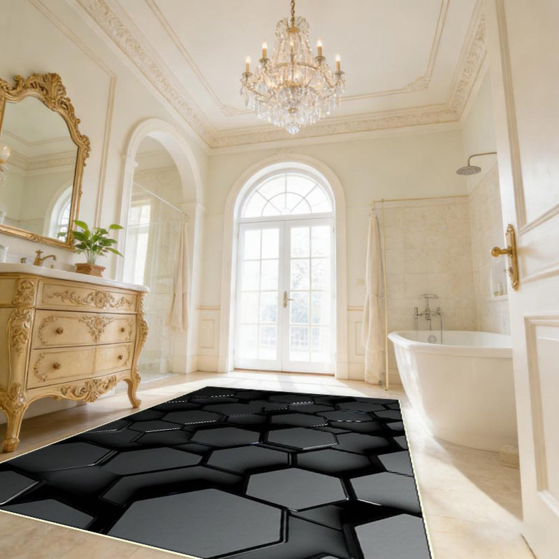 Hexagonal Pattern Area Rug, Soft And Lightweight, Suitable For All Seasons, Easy To Maintain And Easy To Clean, Machine Washable Carpet Floor Mat, Suitable For Living Room, Bedroom, Hallway, Balcony, Office, Room Decor, Home Decor, Outdoor Decor