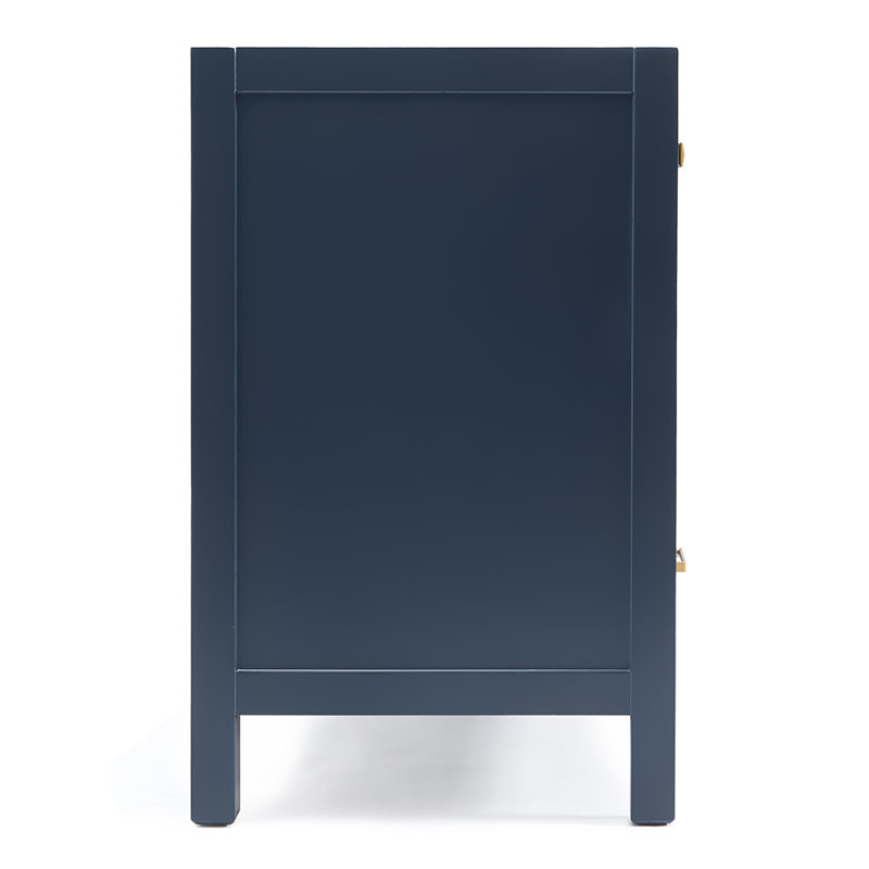 Cambridge 60'' W Double Bathroom Vanity Base, Satin Brass, Midnight Blue