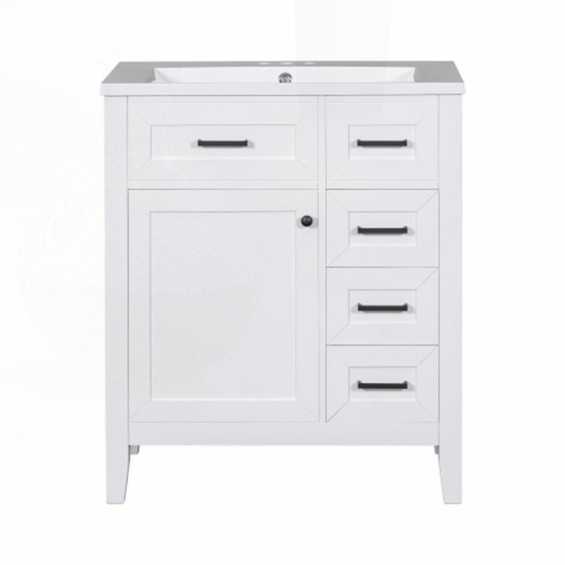 Meuble-lavabo 30 po avec lavabo, Blanc/Noir