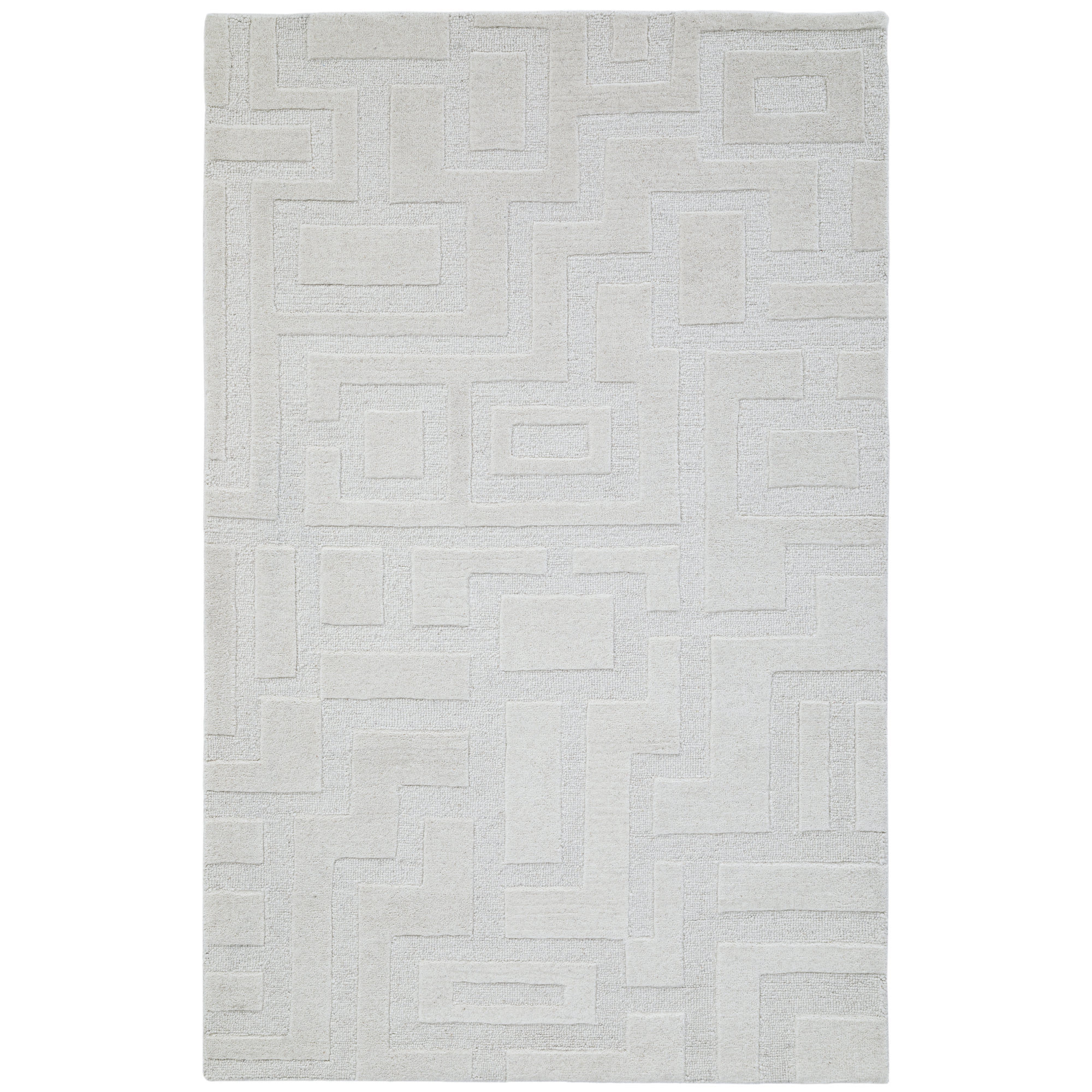 Helaine Hand Tufted Wool Ivory Rug, Rectangle 2' x 3'