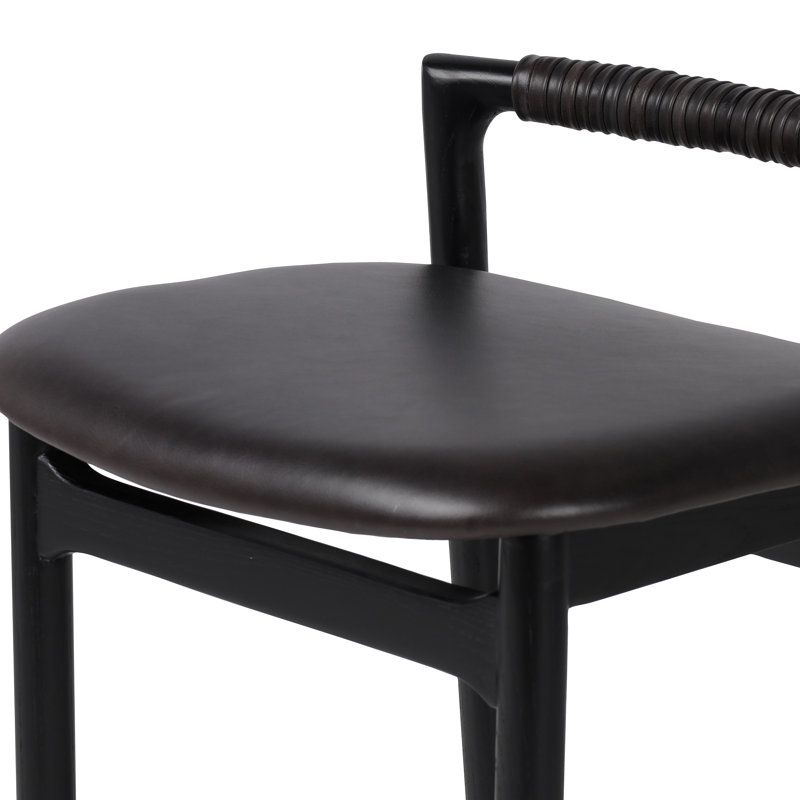 Baden Stool, Bar Stool (30" Seat Height), Sonoma Black/Genuine Leather, Brushed Ebony